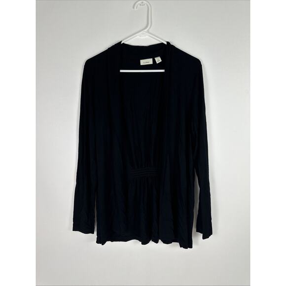 LL Bean Black Open Front Cardigan Size Large - Picture 1 of 10